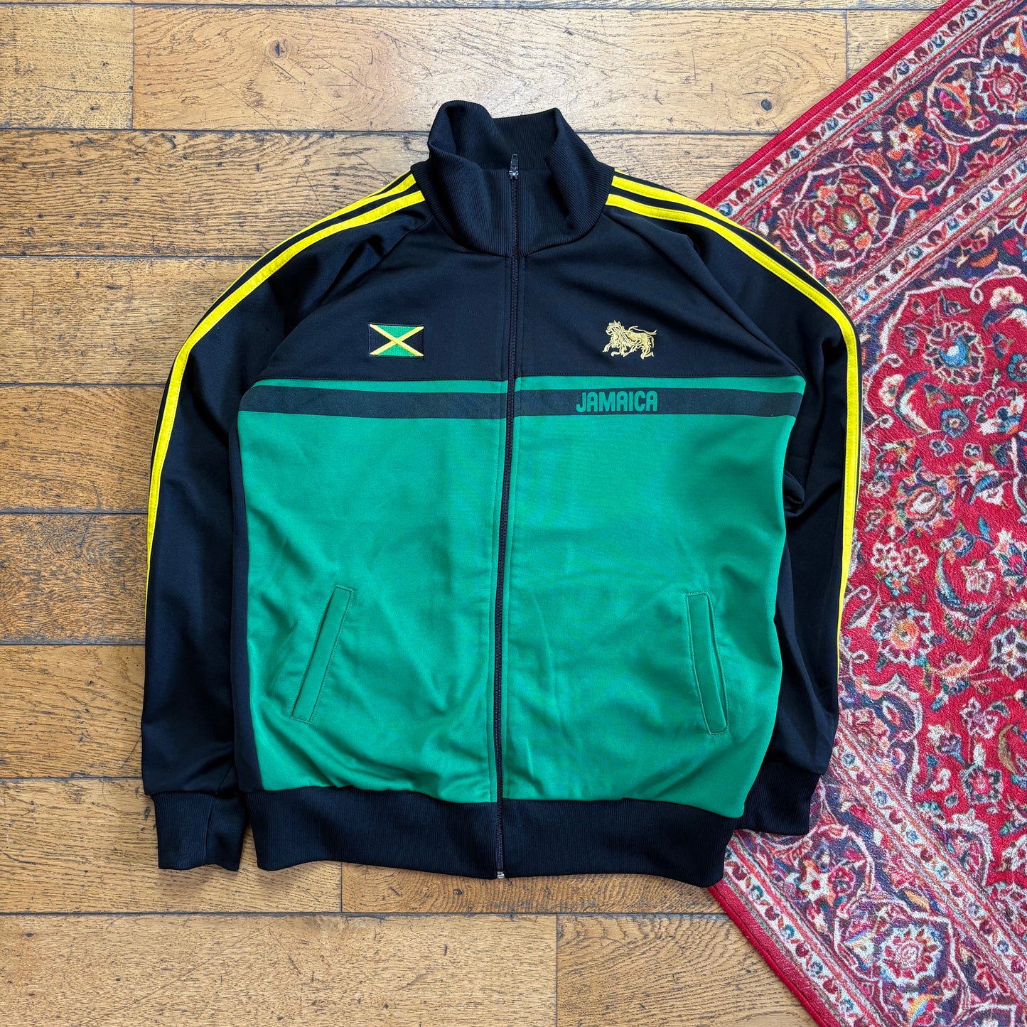 Vintage Rasta Daze Jamaica Black Tracksuit Track Shell Windbreaker Jacket - M