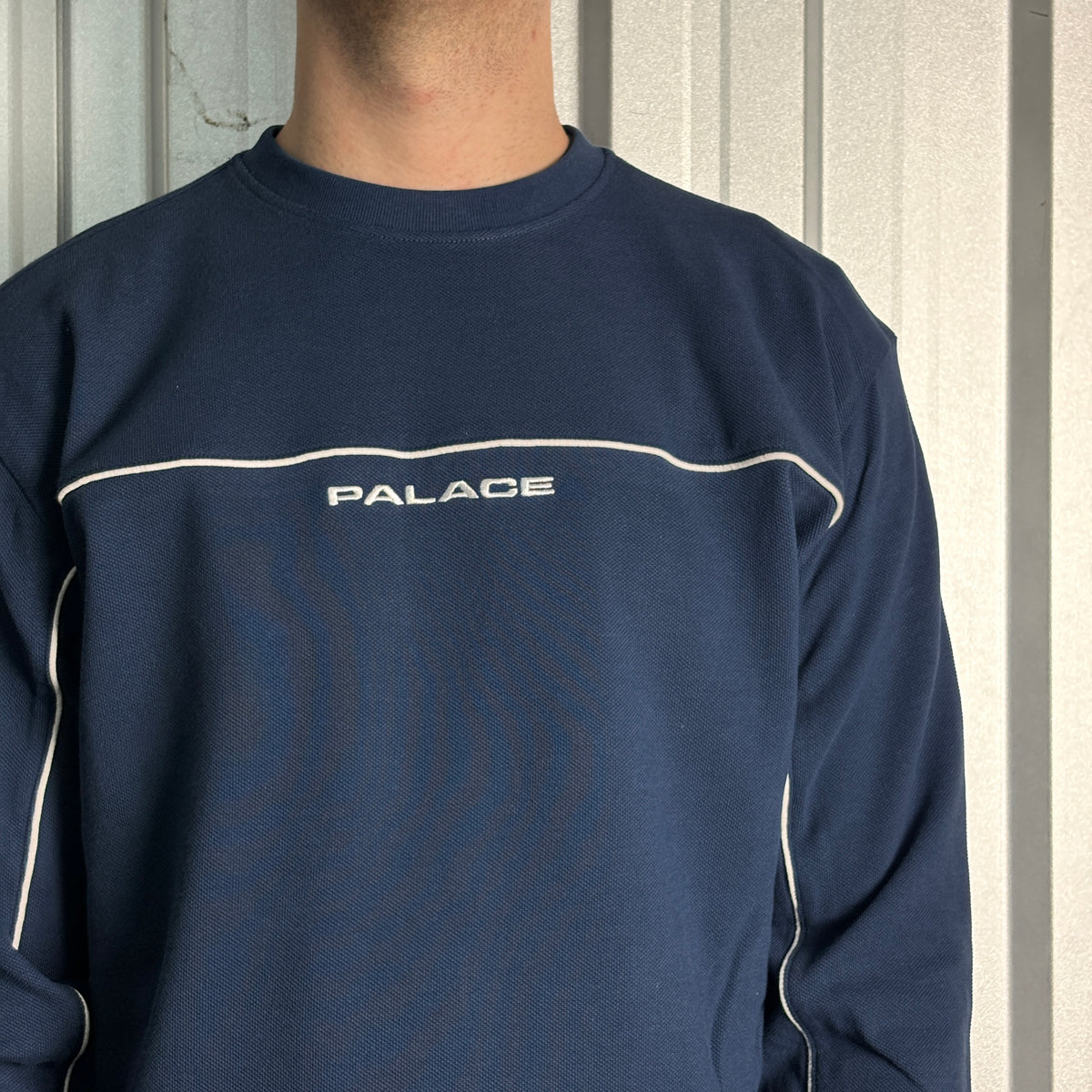 Palace Navy Long Sleeve Embroidered Run It Heavyweight T Shirt - M