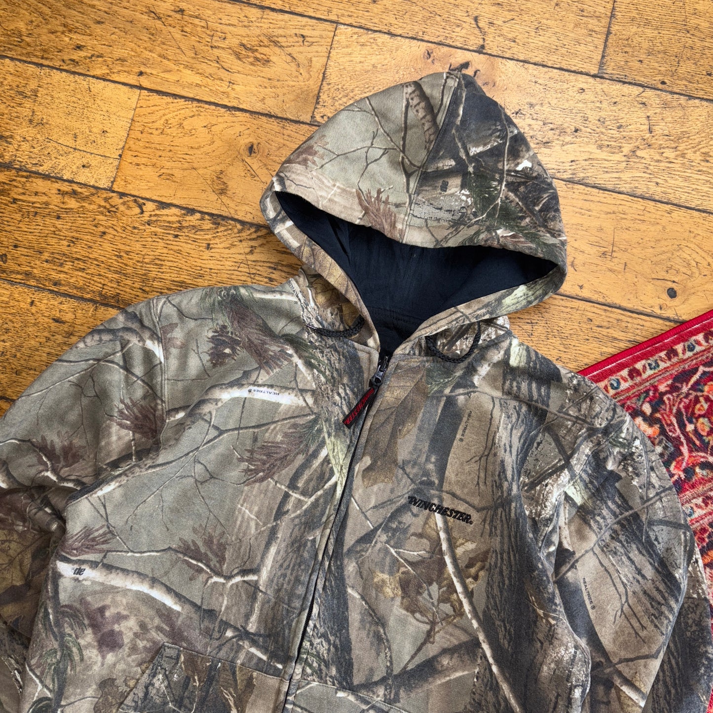 Vintage Realtree Camo Green Zip Hoodie Sweatshirt - M