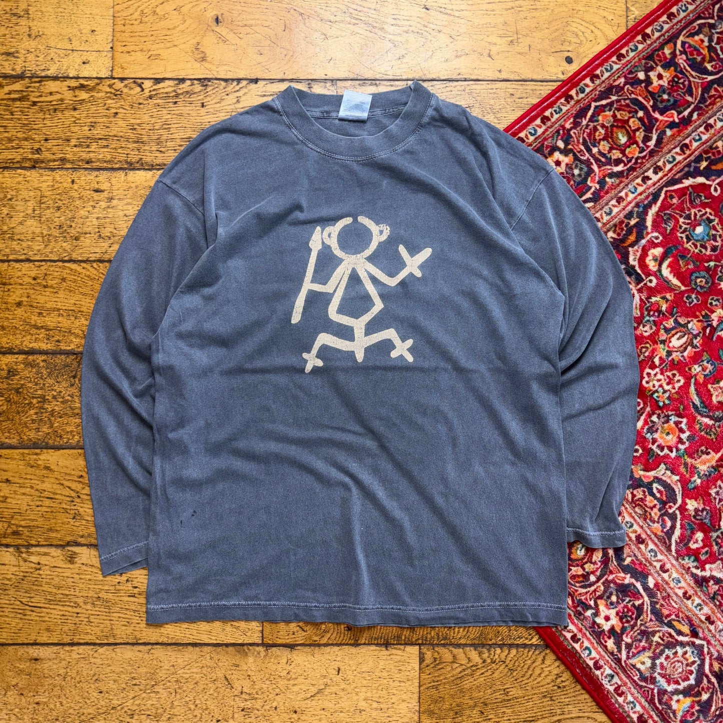 Vintage Grey Graphic Long Sleeve T-Shirt - M