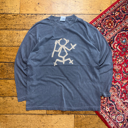 Vintage Grey Graphic Long Sleeve T-Shirt - M