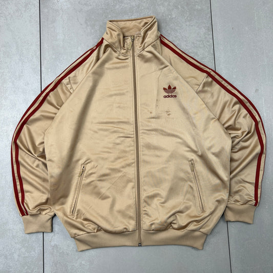 Vintage 80s Adidas Brown Tracksuit Track Shell Windbreaker Jacket - L