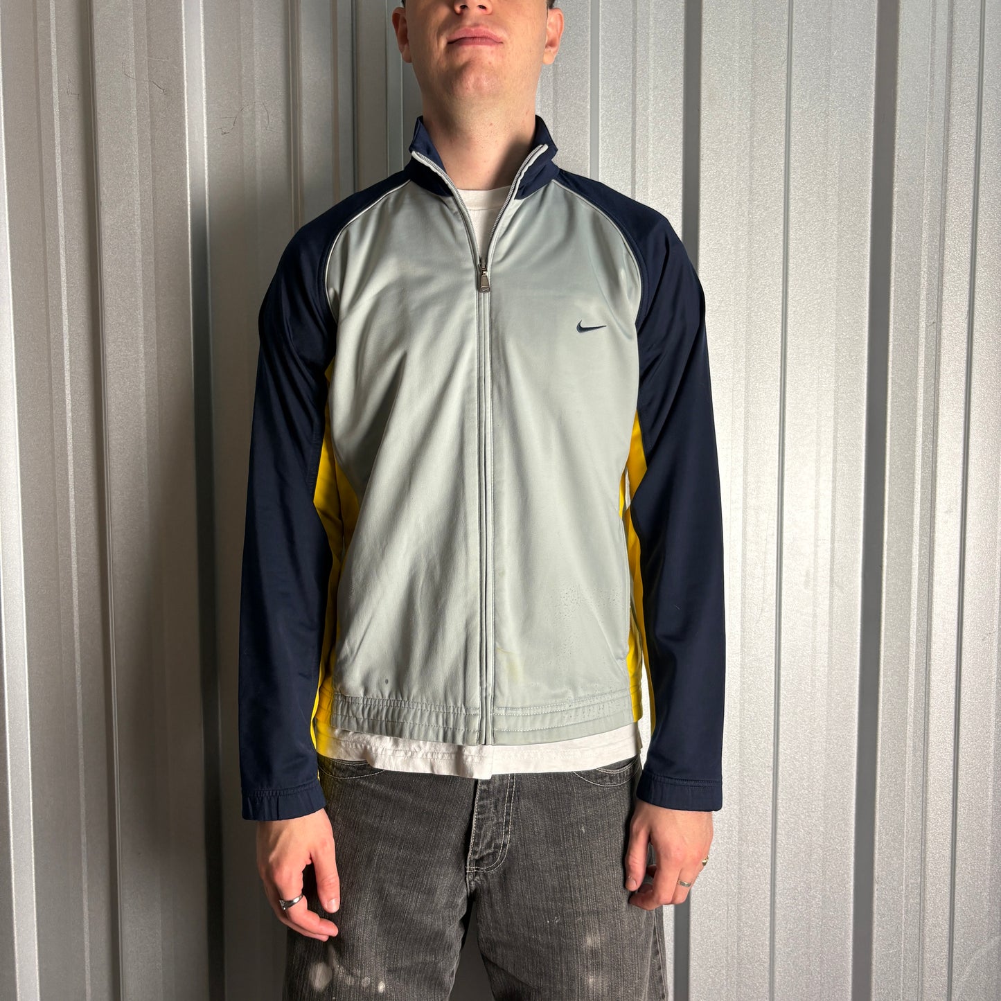 Vintage Nike Grey Navy 00s Y2K Tracksuit Track Jacket - M