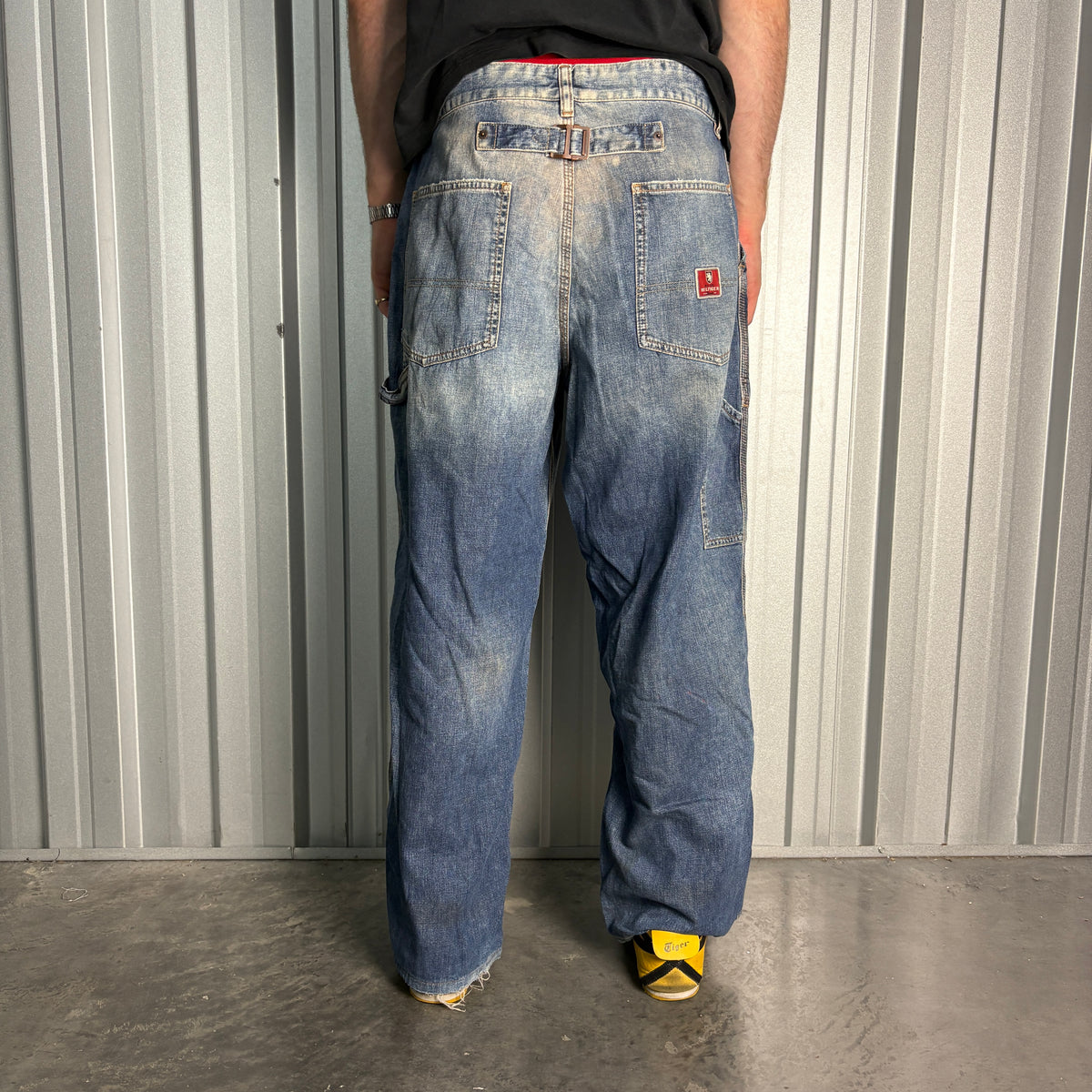 Tommy Hilfiger Red Label Blue Buckle Embroidered Hip Hop Y2K Baggy Jeans - 36S