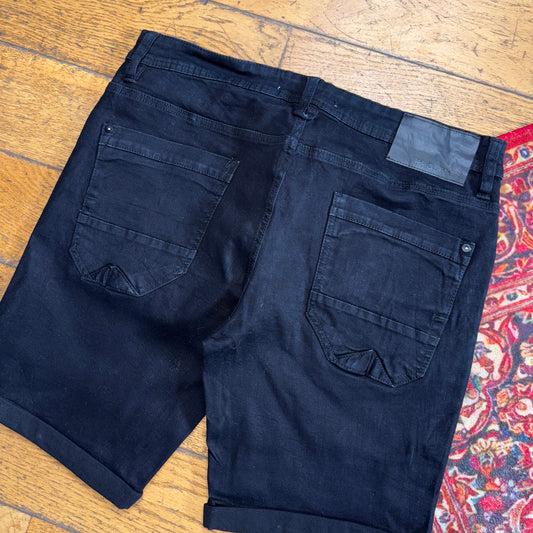 Vintage Black Denim Shorts - 36