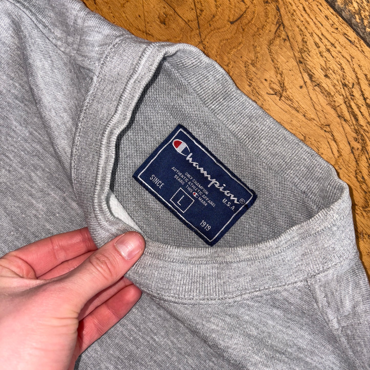 Vintage Champion Grey Embroidered Sweatshirt - L