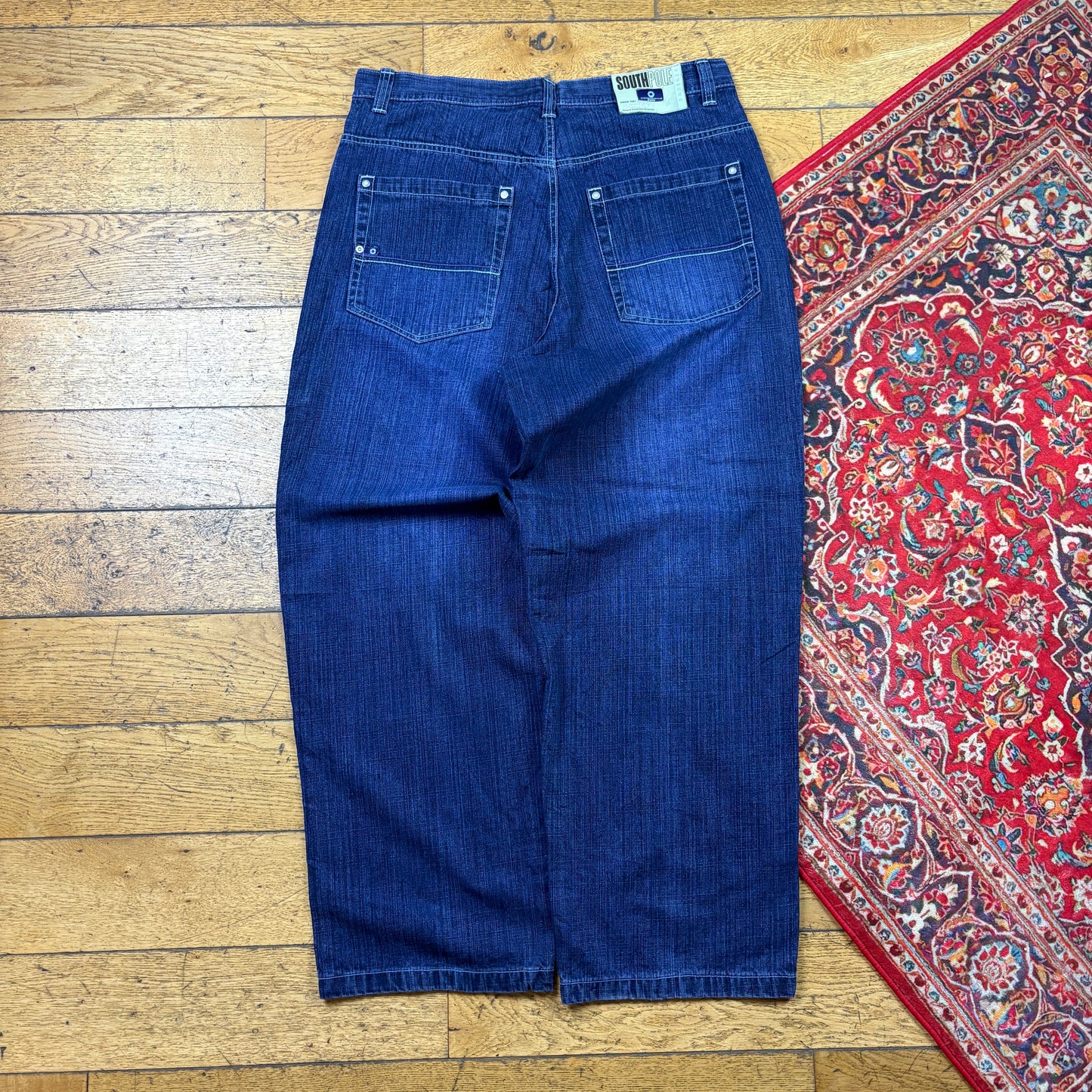 Vintage Southpole Blue Purple Embroidered Y2K Hip Hop Baggy Jeans - 38