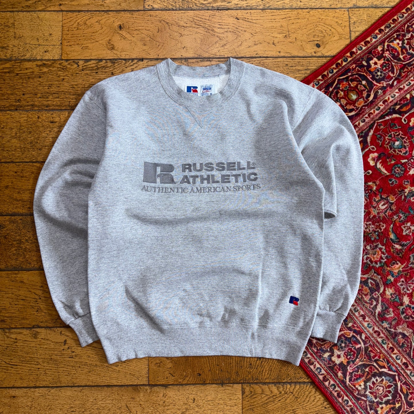 Vintage Russell Athletic Grey Embroidered Sweatshirt - S