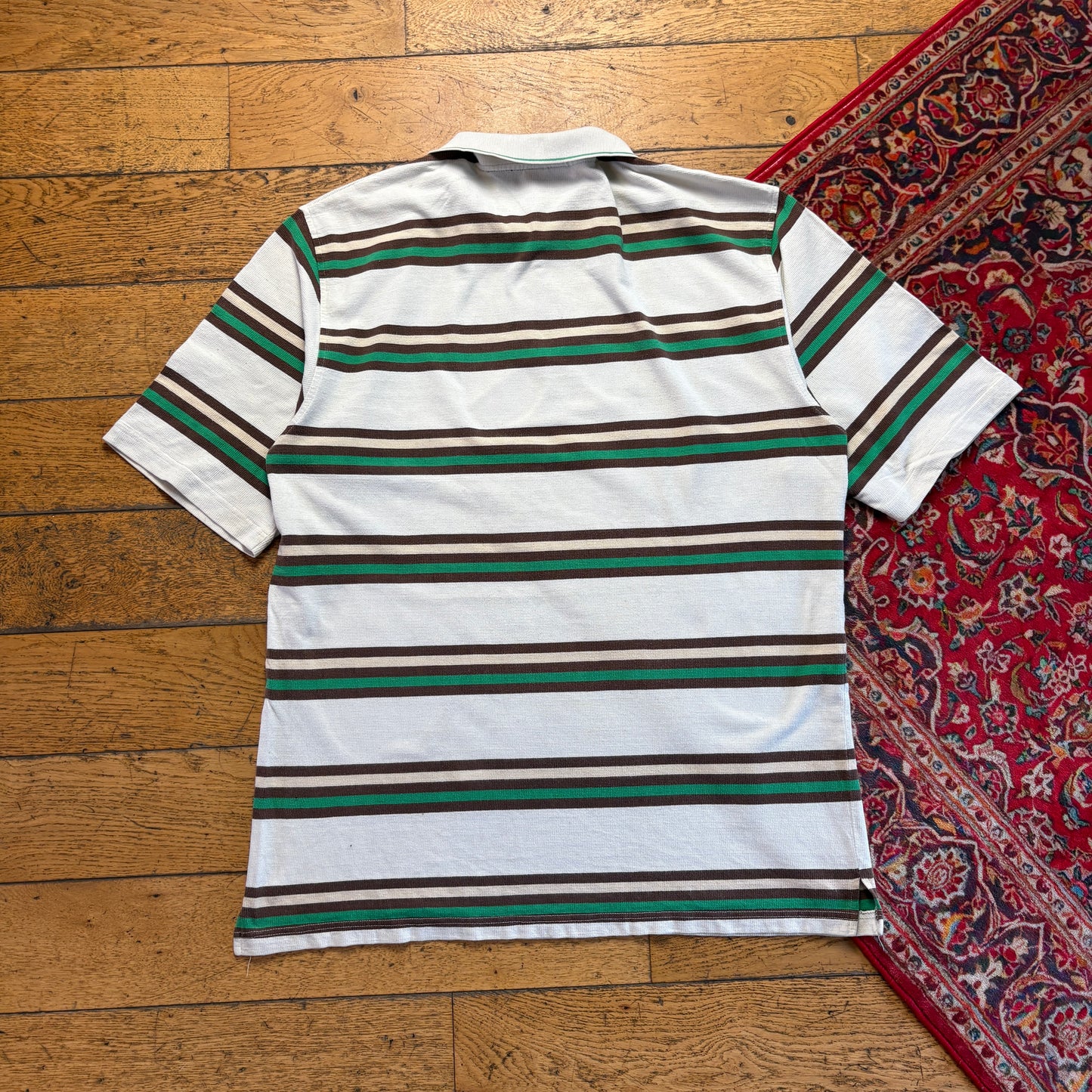 Vintage Southpole White Green Stripe Hip Hop Polo Shirt - 2XL