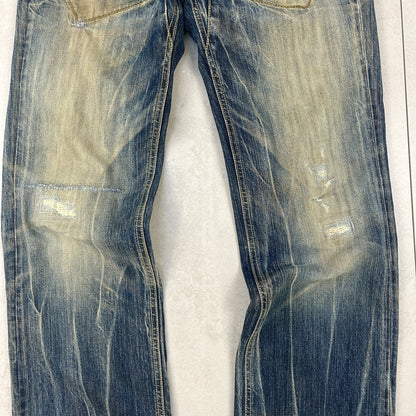 Vintage Rare Big Train Embroidered Japanese Denim Blue Straight Jeans - 30