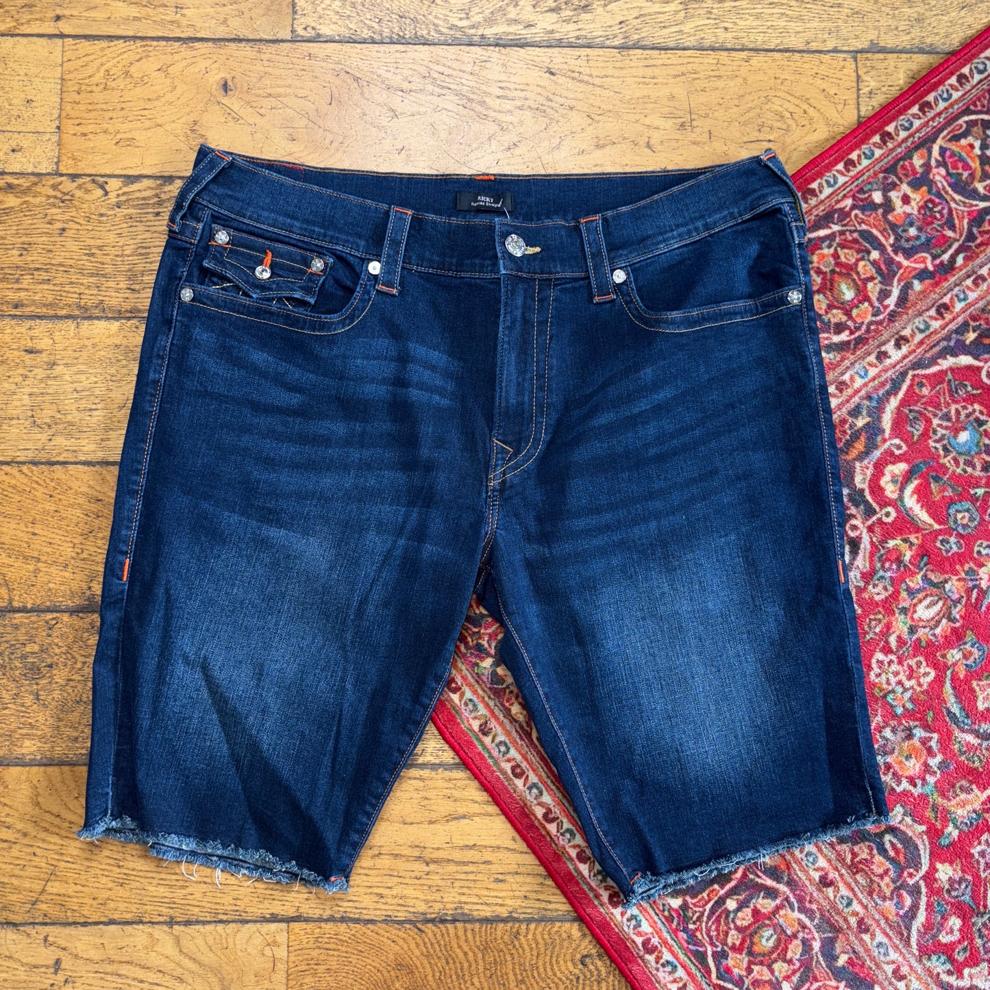 Vintage True Religion Blue Embroidered Y2K Shorts Jorts - 40