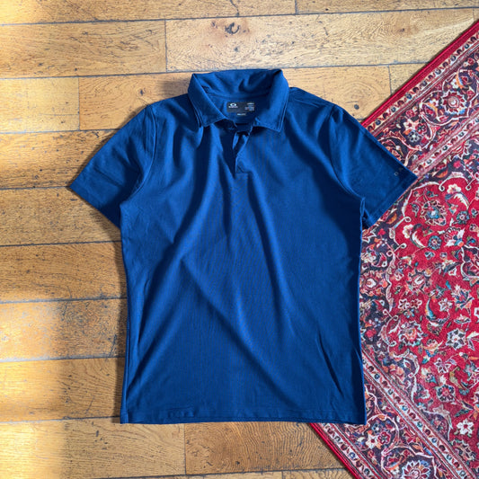 Vintage Oakley Navy Blue Polo Shirt - S