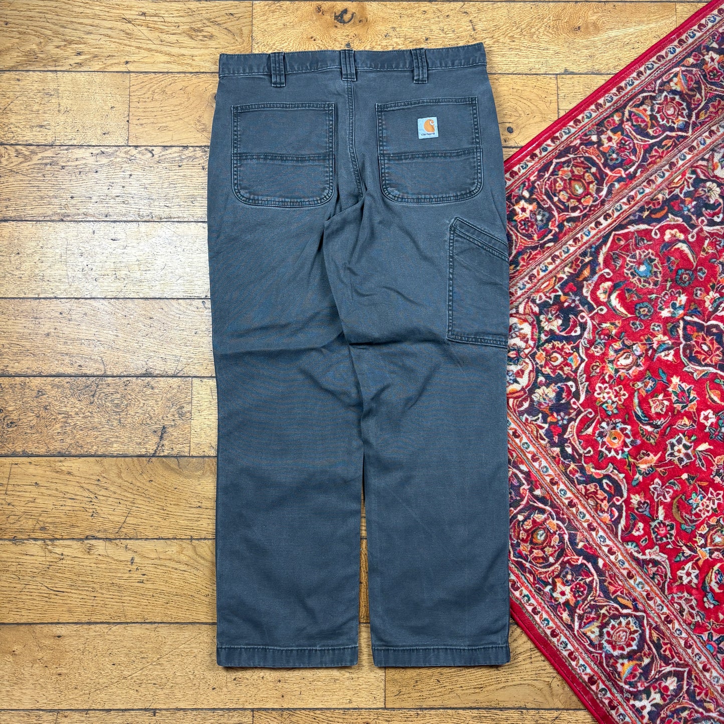 Vintage Carhartt Grey Workwear Carpenter Baggy Trousers - 34