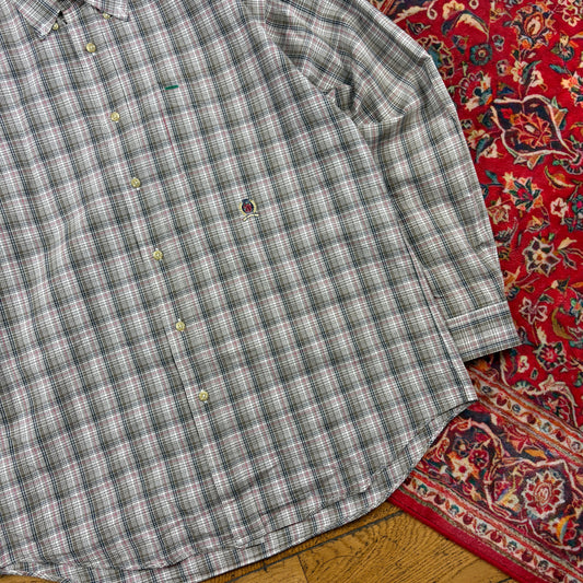 Vintage Tommy Hilfiger Grey Crest Embroidered Shirt - L