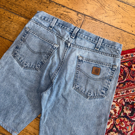 Vintage Carhartt Workwear Baggy Blue Carpenter Shorts - 33