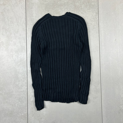 Vintage DKNY Chunky Cable Ribbed Knit Navy Black Jumper - S