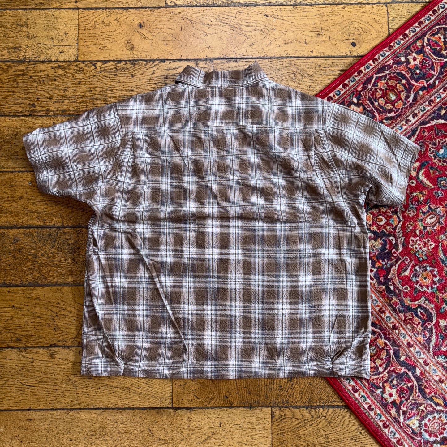 Older Best Boxy Cropped Brown Check Short Sleeve Shirt - M
