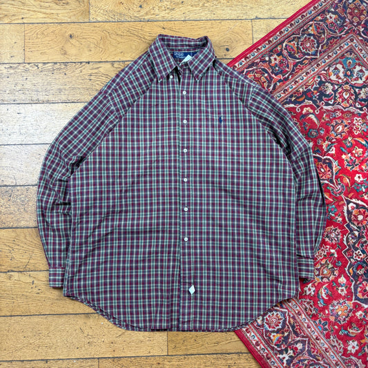Vintage Ralph Lauren Burgundy Embroidered Shirt - XL