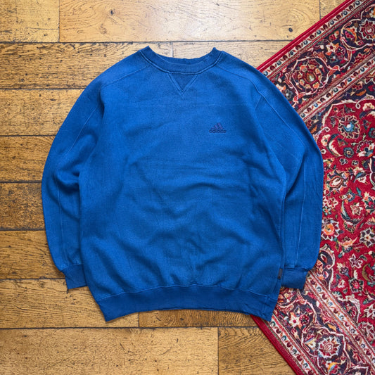 Vintage Adidas Blue Embroidered Sweatshirt - M