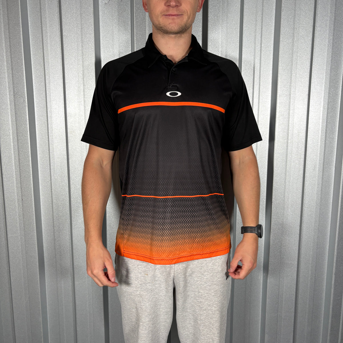 Oakley Black Orange Golf Polo T Shirt - M