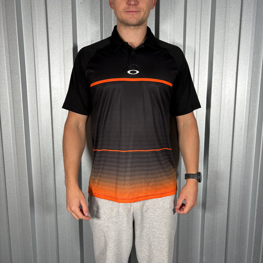 Oakley Black Orange Golf Polo T Shirt - M