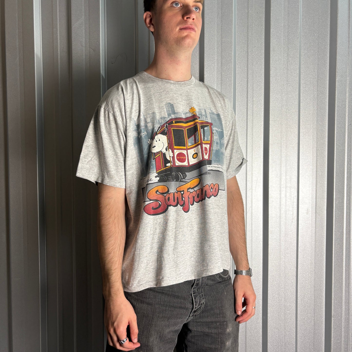 Vintage 90s Snoopy Grey Single Stitch Graphic T-Shirt - XL