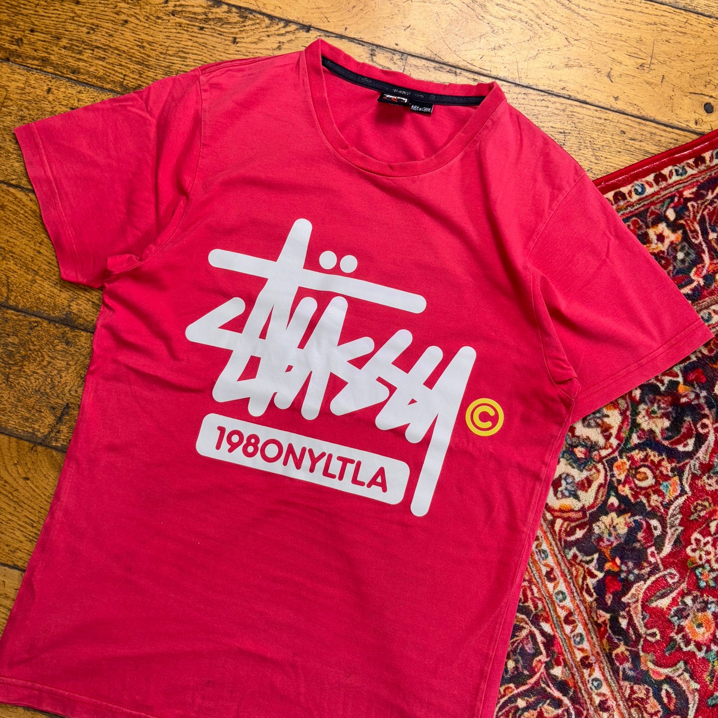 Vintage Stussy Red Graphic T-Shirt - XS