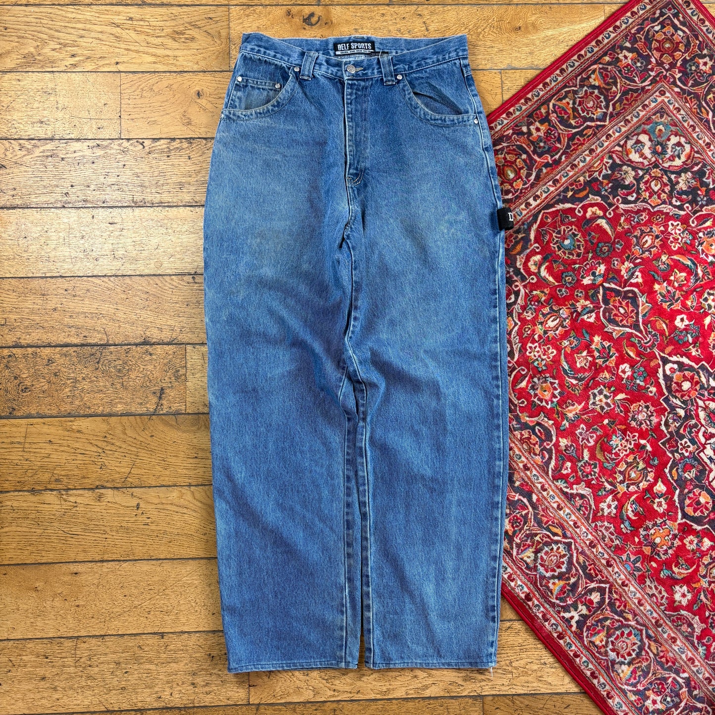 Vintage Delf Blue Carpenter Embroidered Y2K Hip Hop Baggy Jeans - 34