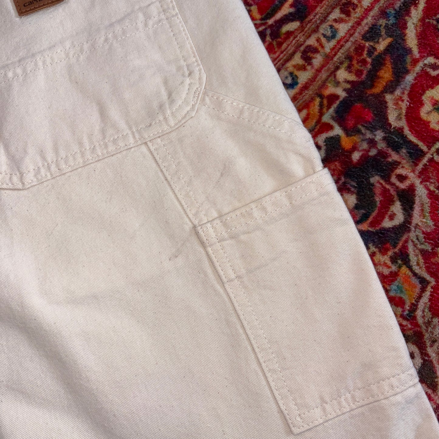 Vintage Carhartt Workwear Baggy Cream Carpenter Shorts - 38