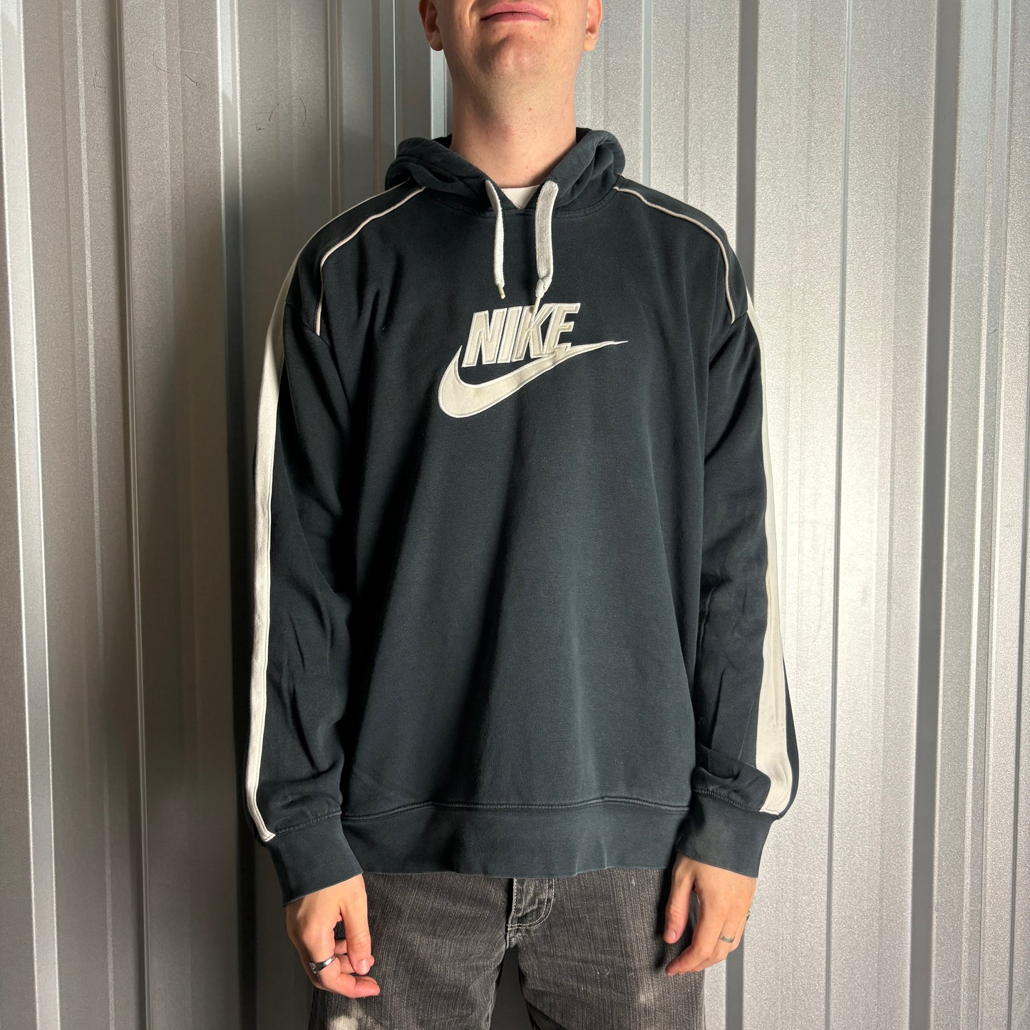 Vintage Nike Black Y2K 00s Embroidered Hoodie Sweatshirt - XL