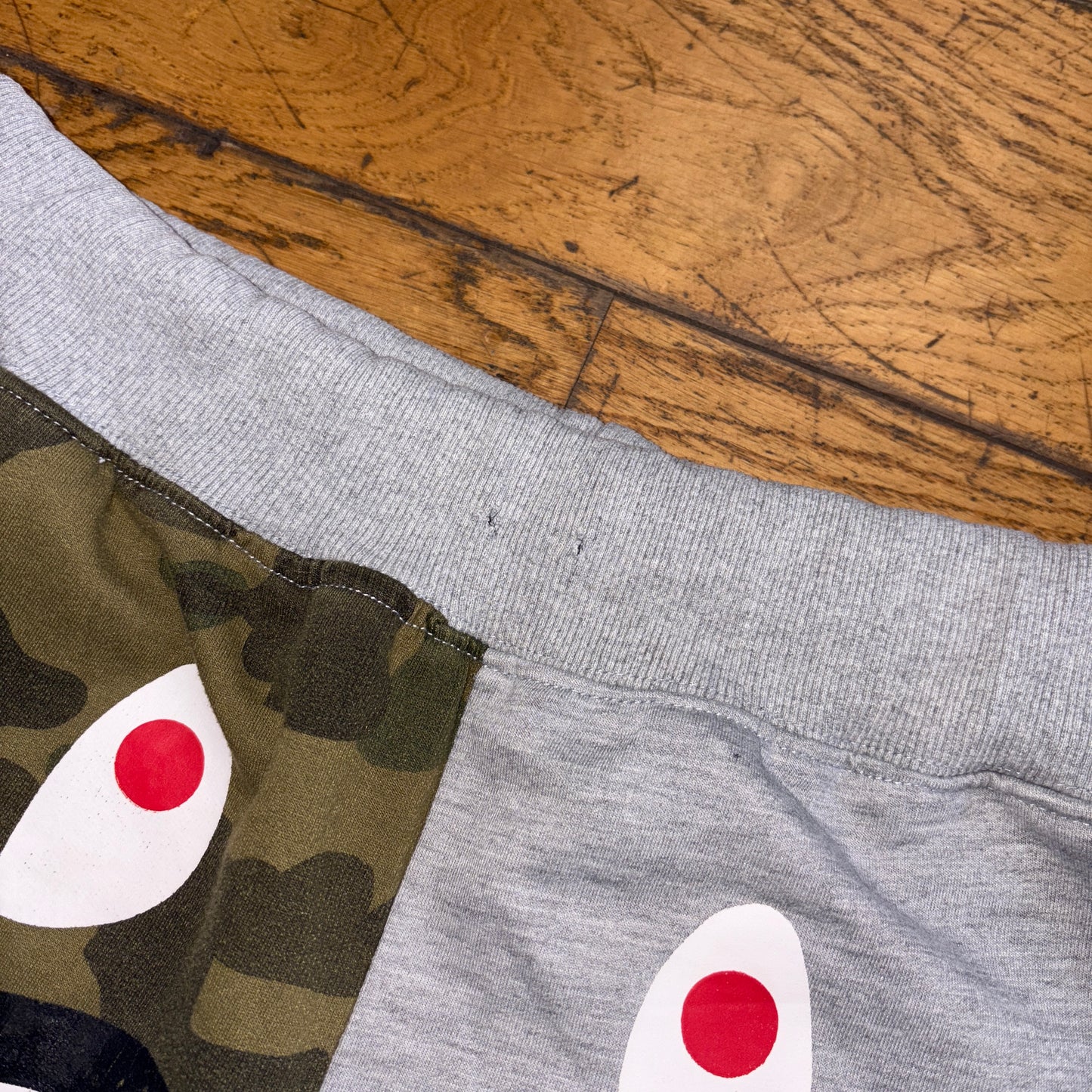 Vintage Bathing Ape Bape Grey Camo Sweat Jogger Shorts Jorts - M