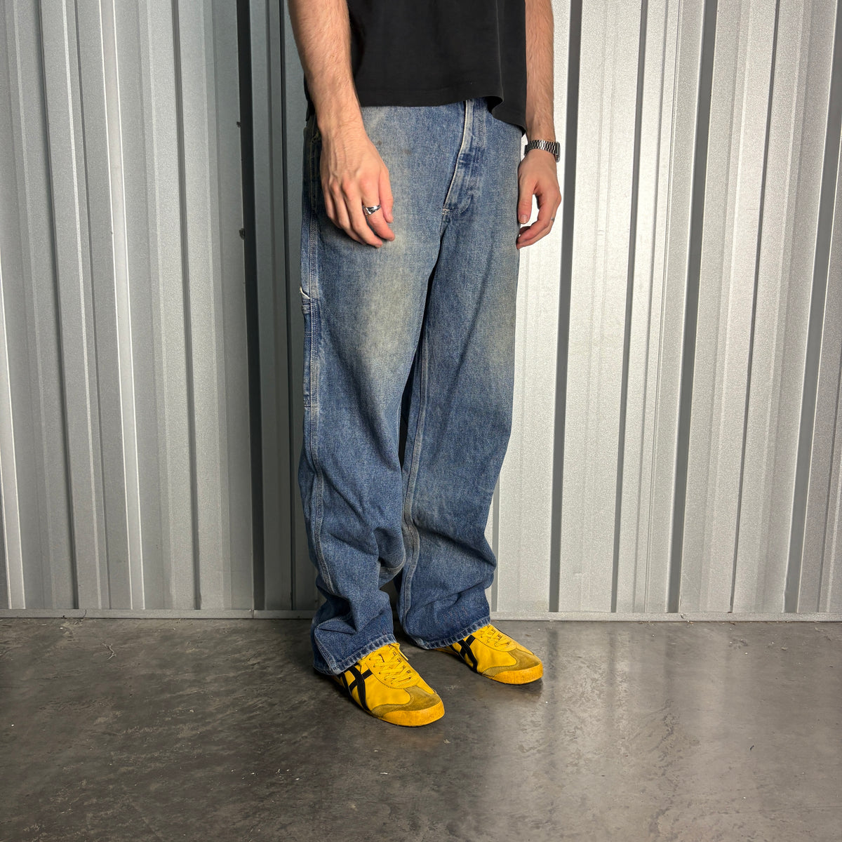 Ralph Lauren Polo Blue Embroidered Japanese Denim Hip Hop Y2K Baggy Jeans - 36R