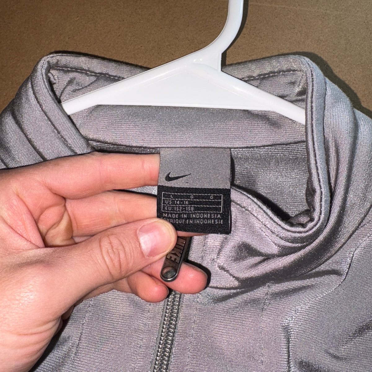 Nike 00s Y2K Grey Silver Tracksuit Track Shell Womens Windbreaker Jacket - L