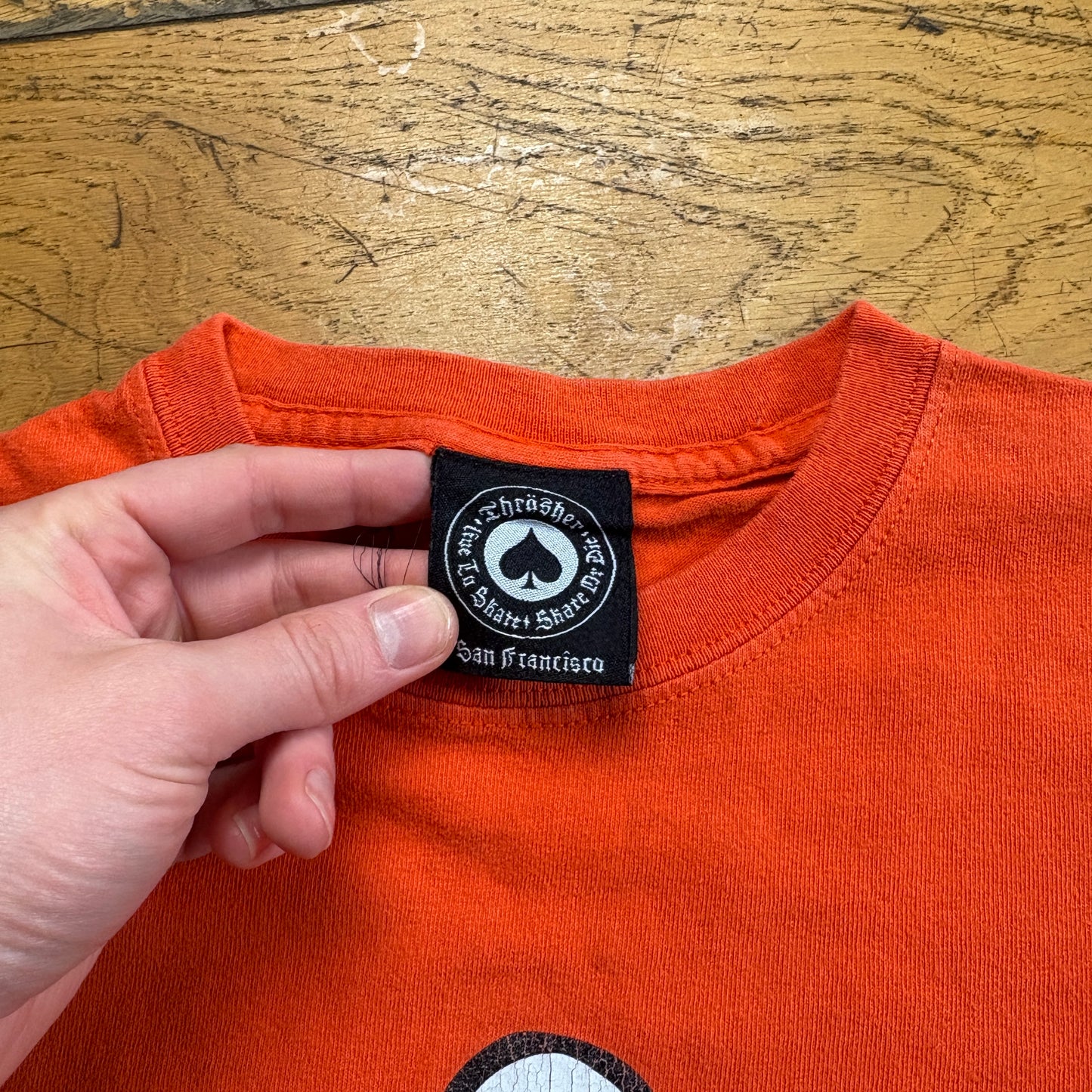 Vintage Thrasher Skate and Destroy Orange Graphic T-Shirt - XS