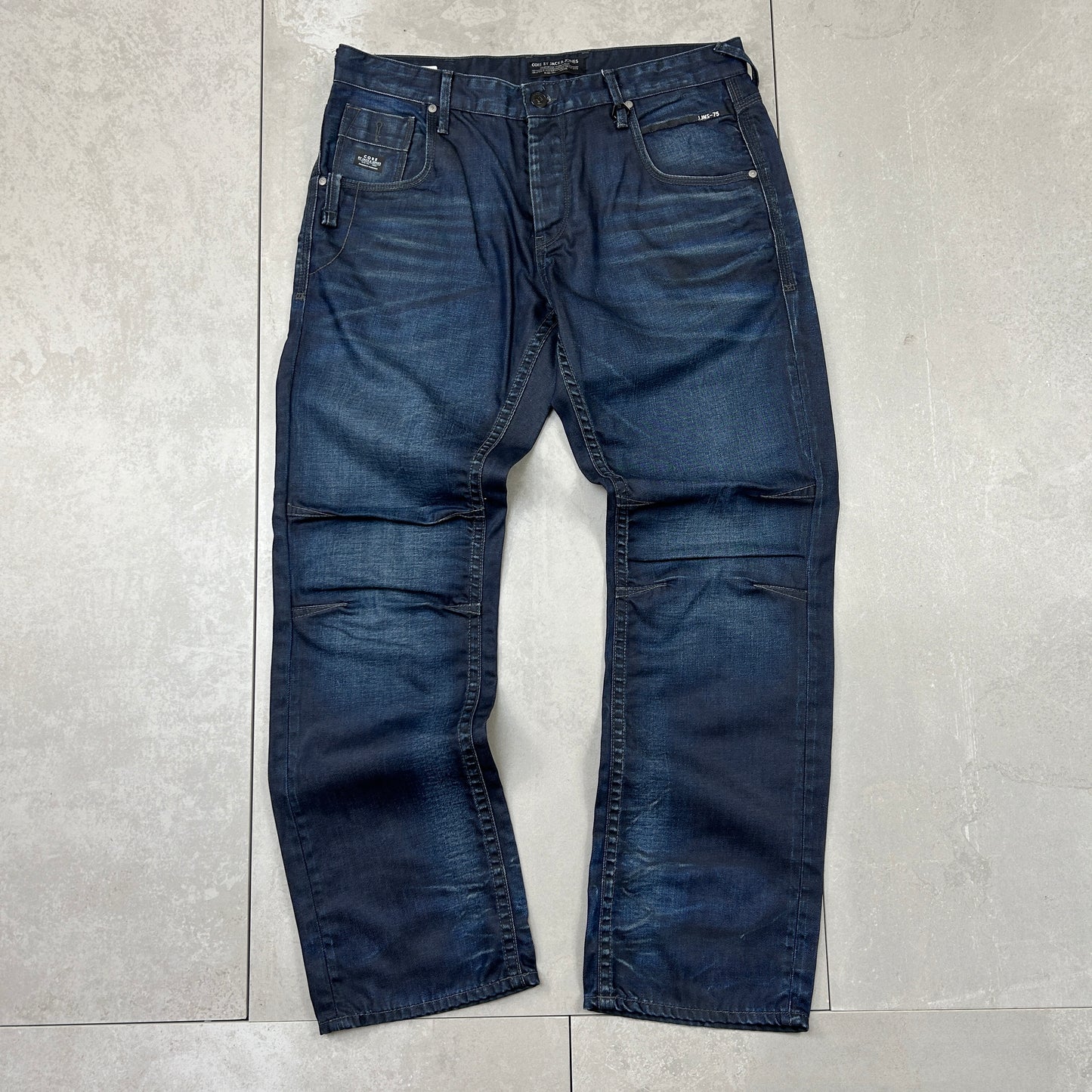 Vintage Embroidered Hip Hop Baggy Navy Jeans - 38