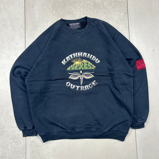 Vintage 90s Kathmandu Everest Embroidered navy Sweatshirt - L