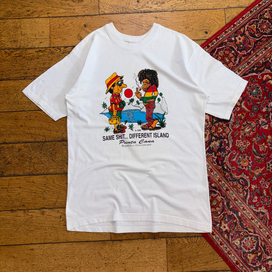 Vintage White Rasta Weed Funny Island Graphic T-Shirt - S