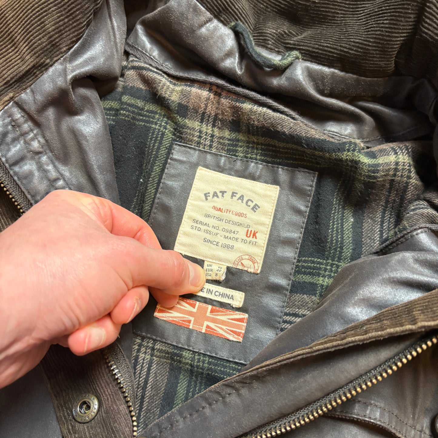 Vintage Fat Face Brown Barbour Style Wax Jacket - XS