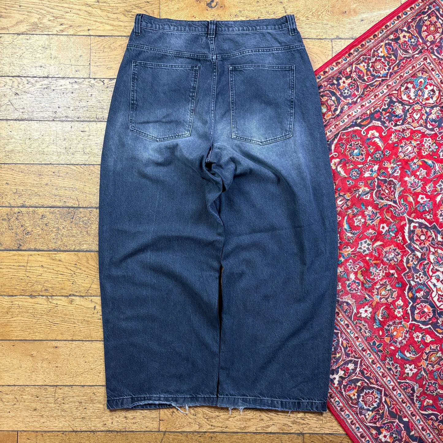 Vintage Collosus Grey JNCO Style Embroidered Y2K Hip Hop Baggy Jeans - 38