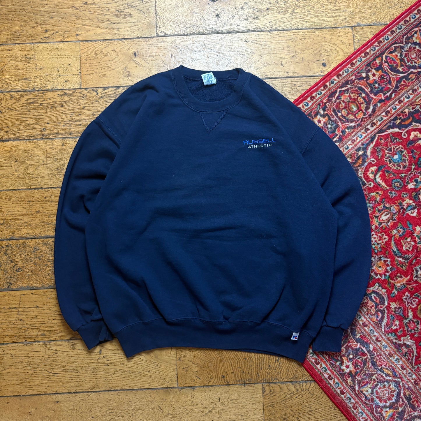 Vintage Russell Athletic Navy Embroidered Sweatshirt - XL