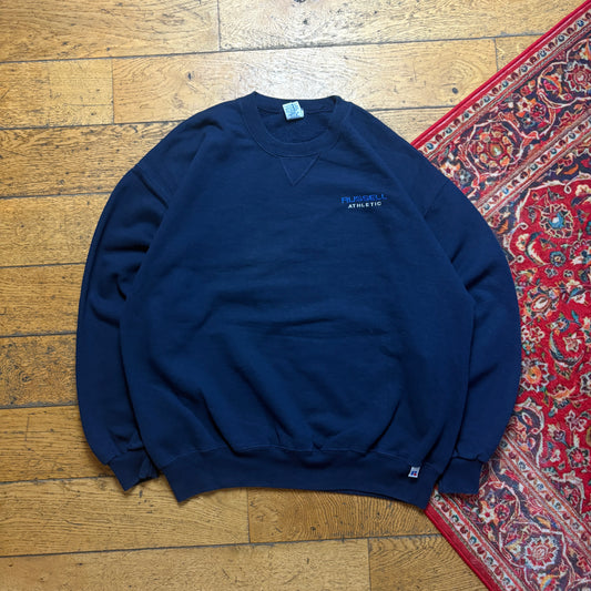 Vintage Russell Athletic Navy Embroidered Sweatshirt - XL
