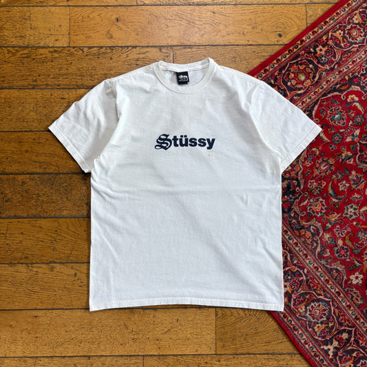 Vintage Stussy White Graphic T-Shirt - S