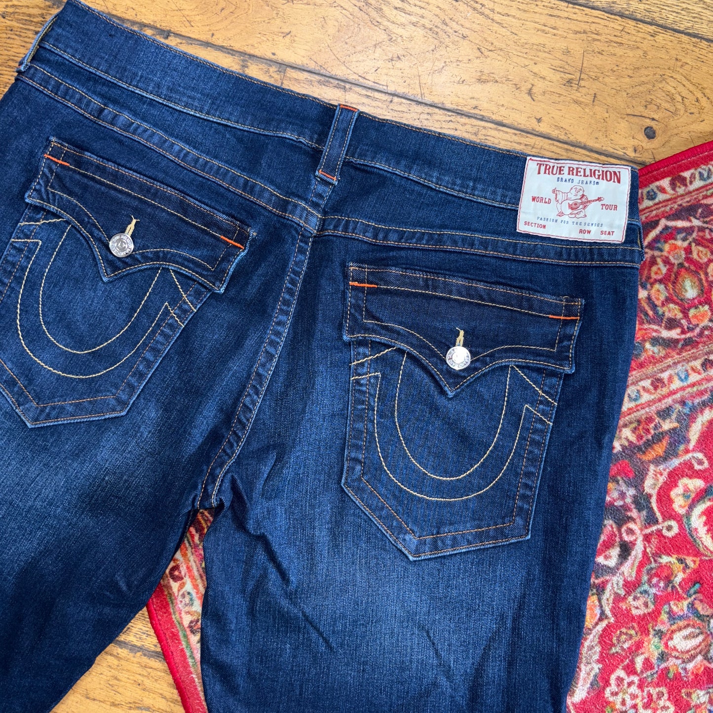 Vintage True Religion Blue Embroidered Y2K Shorts Jorts - 40