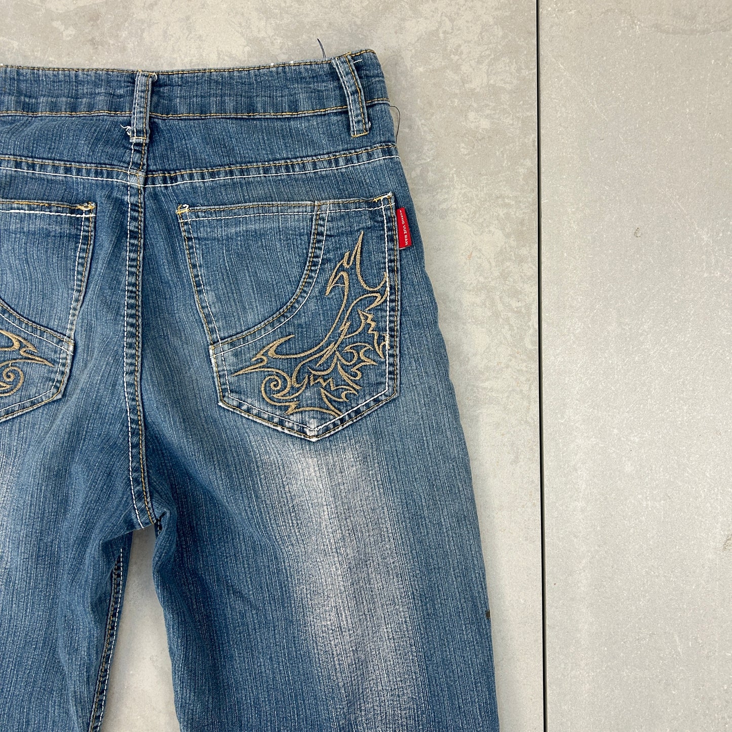 Vintage Embroidered Japanese Denim Hip Hop Skater Blue Straight Jeans - 29