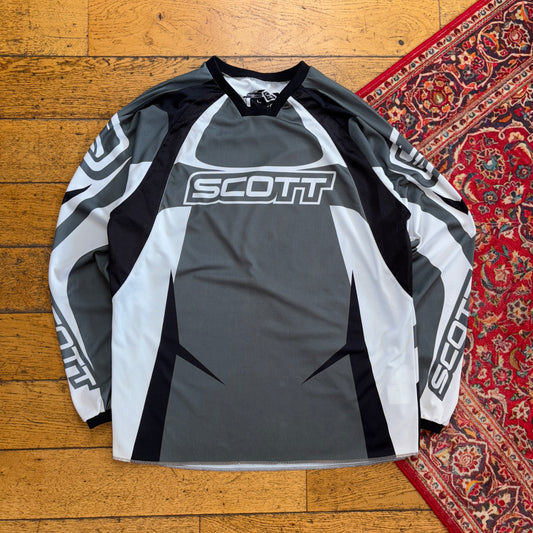 Vintage Scott Grey Long Sleeve Motorbike Racing T-Shirt - L