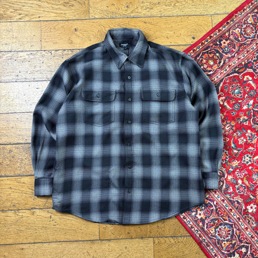 Vintage Haggar Black Grey Check Shirt - M