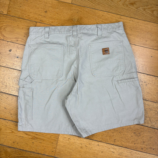 Vintage Carhartt Workwear Cream Baggy Carpenter Shorts - 36