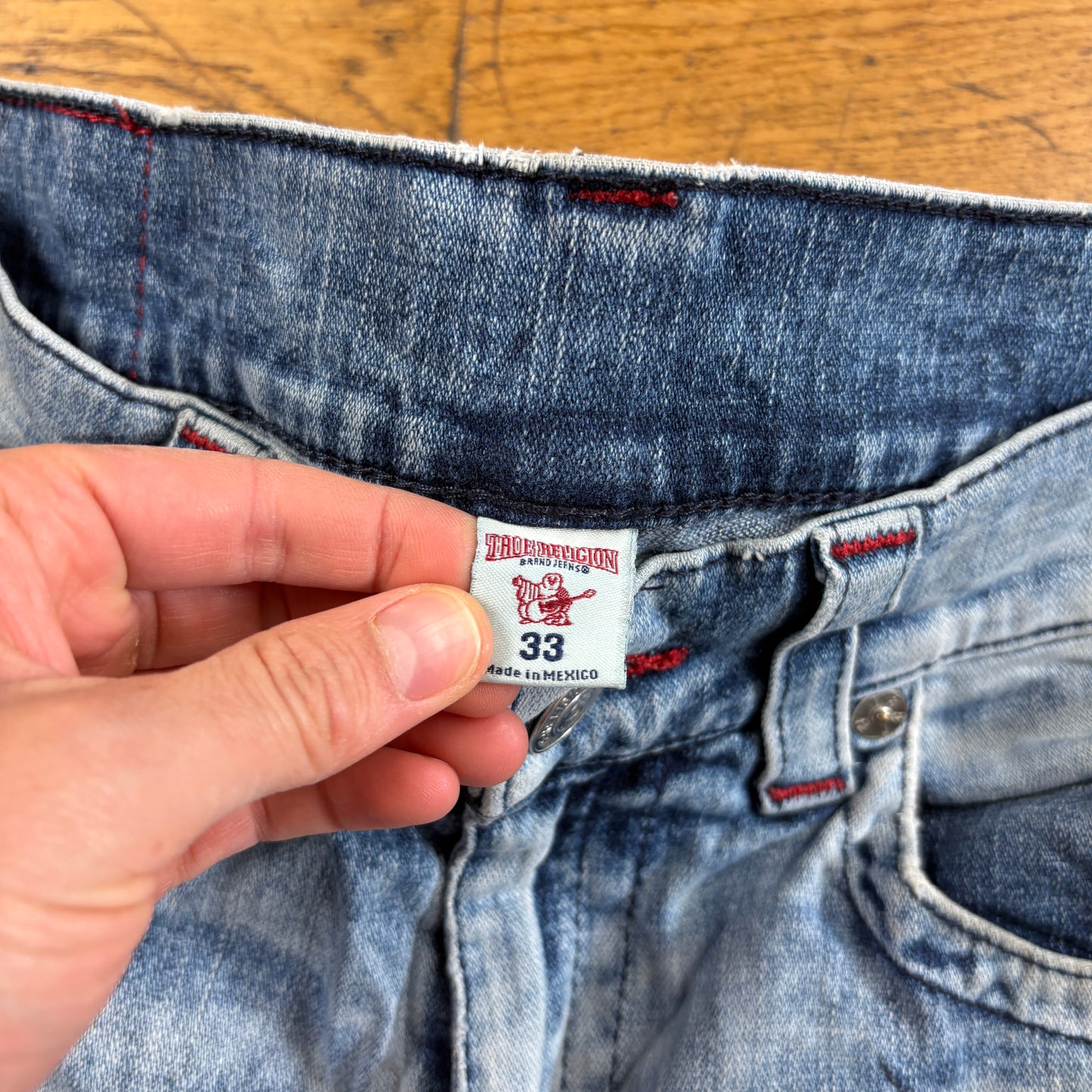 Vintage True Religion Blue Embroidered Y2K Shorts Jorts - 33