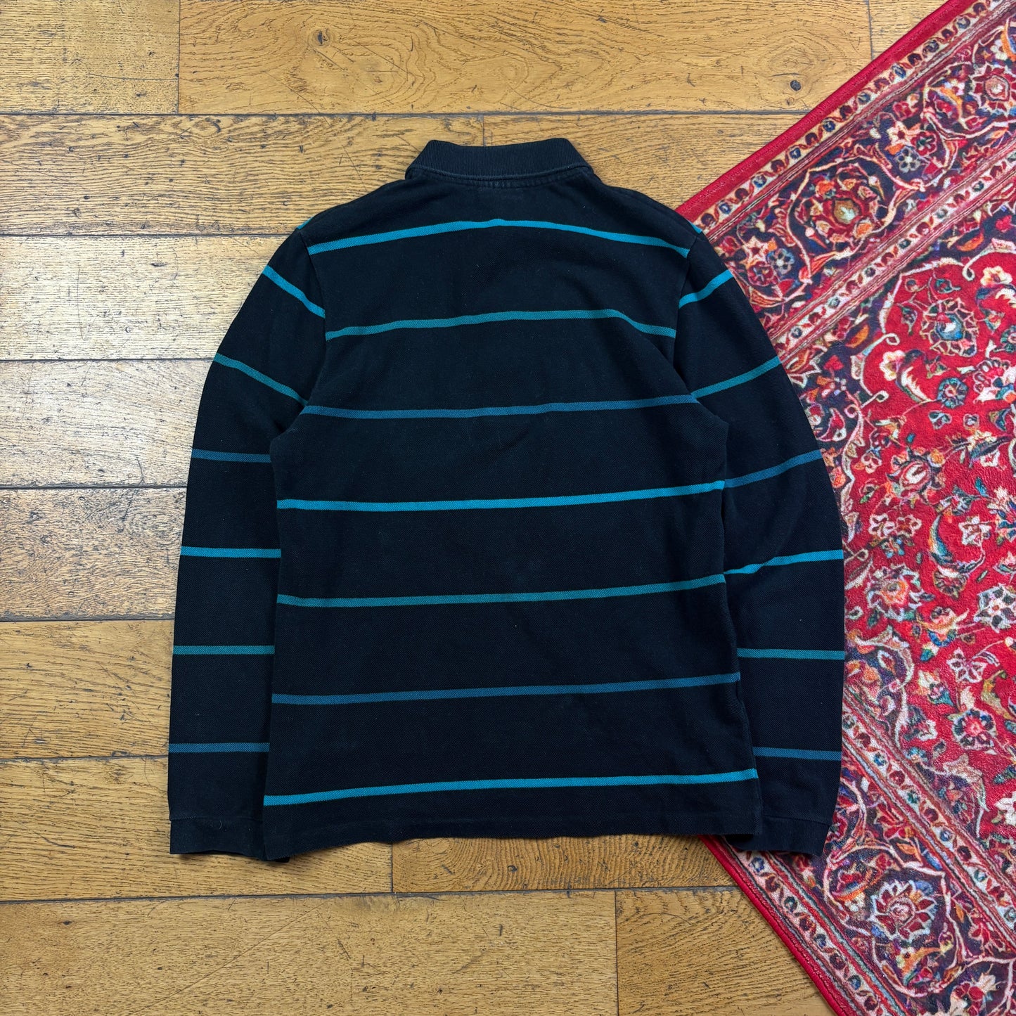 Vintage Lacoste Black Stripe Rugby Polo T Shirt - XS
