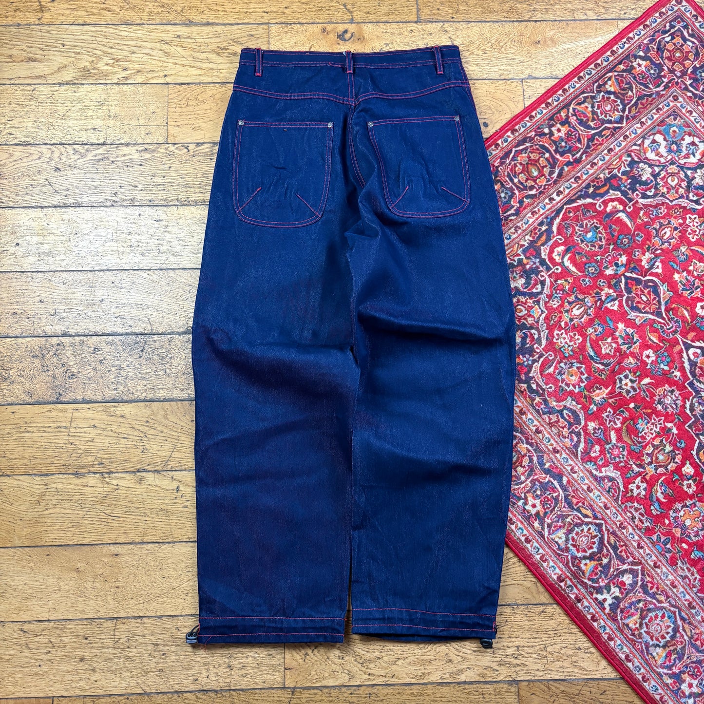 Vintage Diss Jeans Navy Embroidered Y2K Hip Hop Baggy Jeans - 34